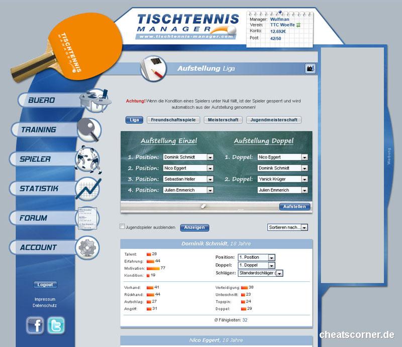 Tischtennis Manager Screenshot #1